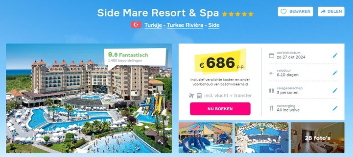 side-mare-resort-spa-turkije-korting