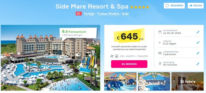 side-mare-resort-spa-turkije-korting