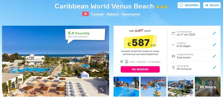 Caribbean World Venus Beach: Zonvakantie Hammamet!